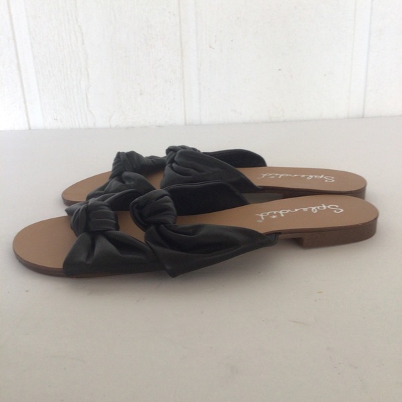 SPLENDID BLACK LEATHER DOUBLE KNOT FLAT SANDALS SIZE 7.5 - Picture 8 of 16